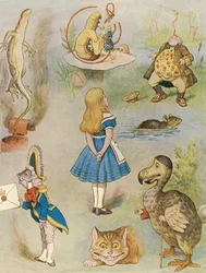 Personaggi di Alice nel Paese delle Meraviglie (incisione a colori)